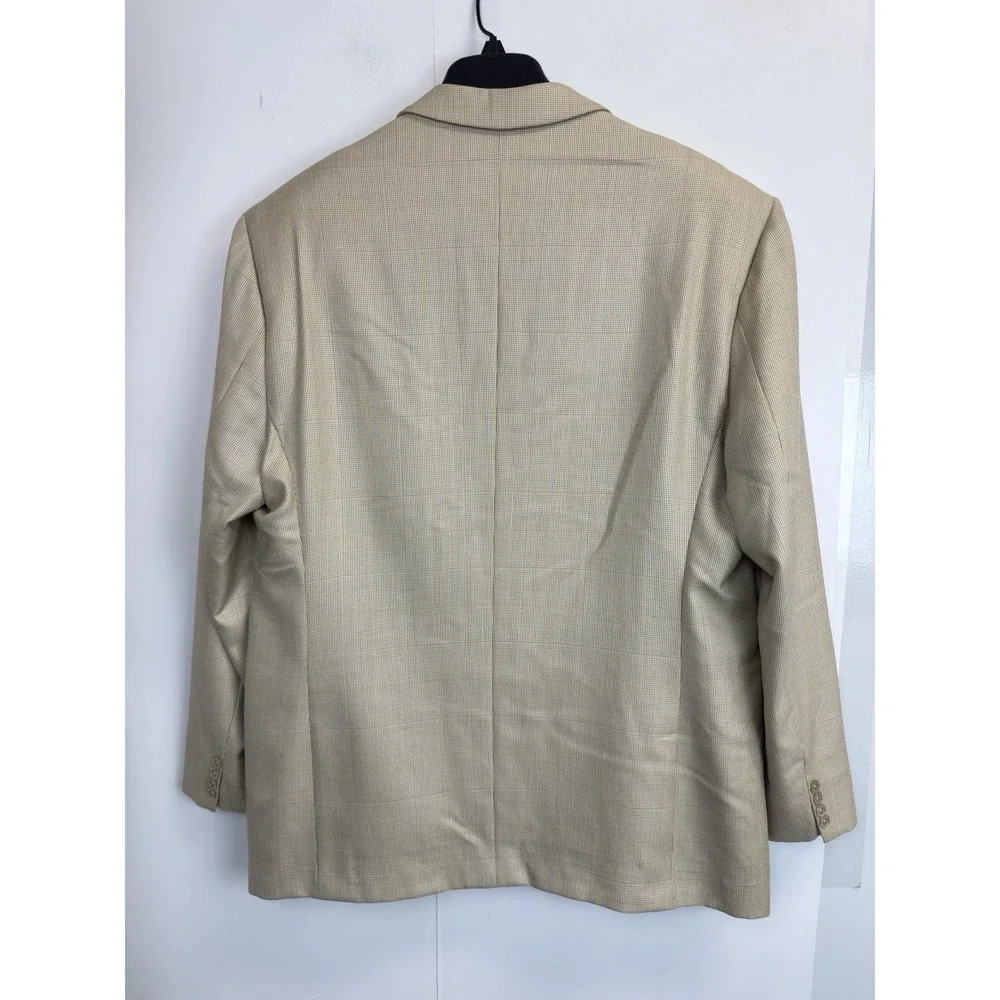 Boss Blazer Mens 44R Beige Windowpane Sport Coat Made In USA‎ One Button